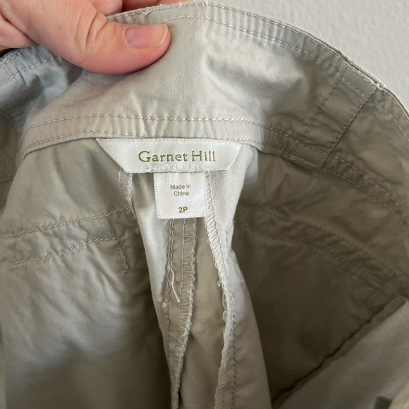 Garnett Hill Khaki Rolled Tab Convertible Cotton Pants Size 2P - Picture 5 of 11
